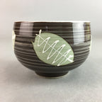 Japanese Porcelain Teacup Yunomi Vtg Sencha Brown Green Leaf Stripe TC139