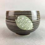 Japanese Porcelain Teacup Yunomi Vtg Sencha Brown Green Leaf Stripe TC139