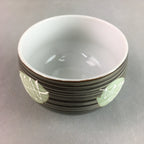 Japanese Porcelain Teacup Yunomi Vtg Sencha Brown Green Leaf Stripe TC139