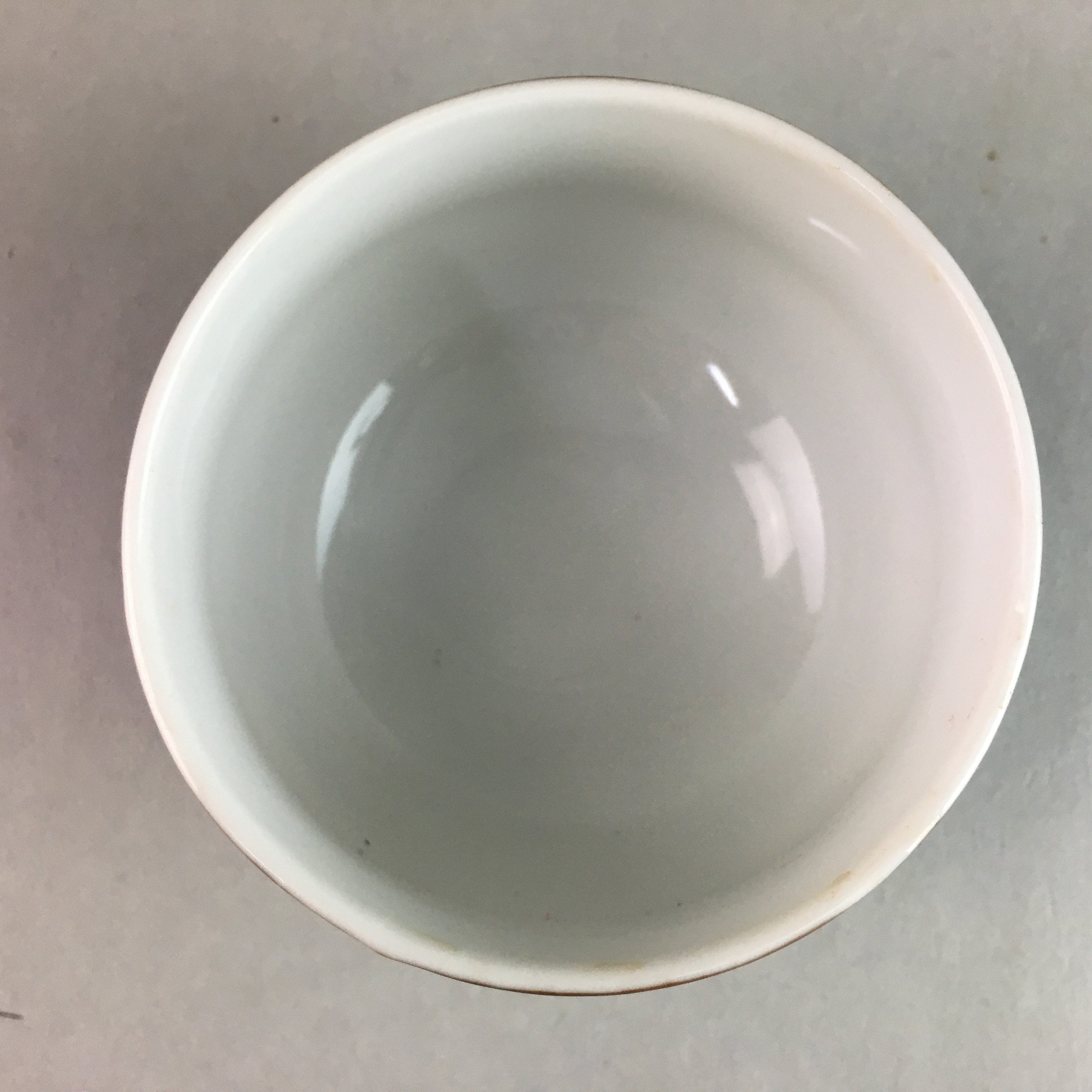Japanese Porcelain Teacup Yunomi Vtg Sencha Brown Green Leaf Stripe TC139
