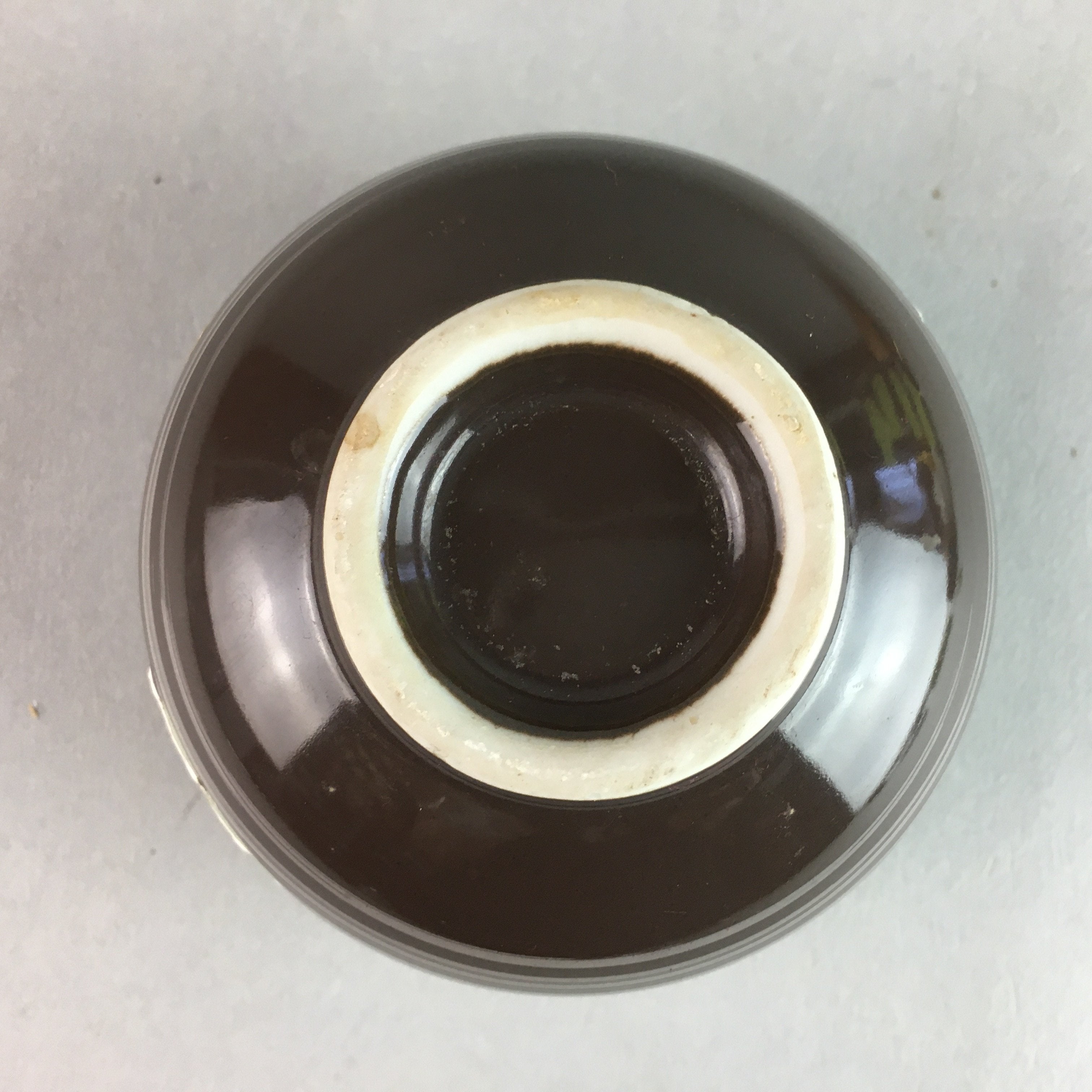 Japanese Porcelain Teacup Yunomi Vtg Sencha Brown Green Leaf Stripe TC139