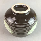 Japanese Porcelain Teacup Yunomi Vtg Sencha Brown Green Leaf Stripe TC139