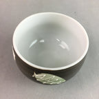 Japanese Porcelain Teacup Yunomi Vtg Sencha Brown Green Leaf Stripe TC140