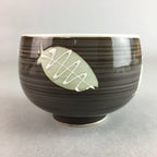 Japanese Porcelain Teacup Yunomi Vtg Sencha Brown Green Leaf Stripe TC141