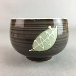 Japanese Porcelain Teacup Yunomi Vtg Sencha Brown Green Leaf Stripe TC141