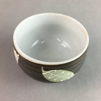 Japanese Porcelain Teacup Yunomi Vtg Sencha Brown Green Leaf Stripe TC141