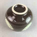 Japanese Porcelain Teacup Yunomi Vtg Sencha Brown Green Leaf Stripe TC142