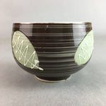 Japanese Porcelain Teacup Yunomi Vtg Sencha Brown Green Leaf Stripe TC142