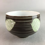 Japanese Porcelain Teacup Yunomi Vtg Sencha Brown Green Leaf Stripe TC142