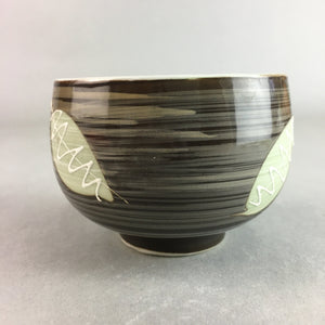 Japanese Porcelain Teacup Yunomi Vtg Sencha Brown Green Leaf Stripe TC143