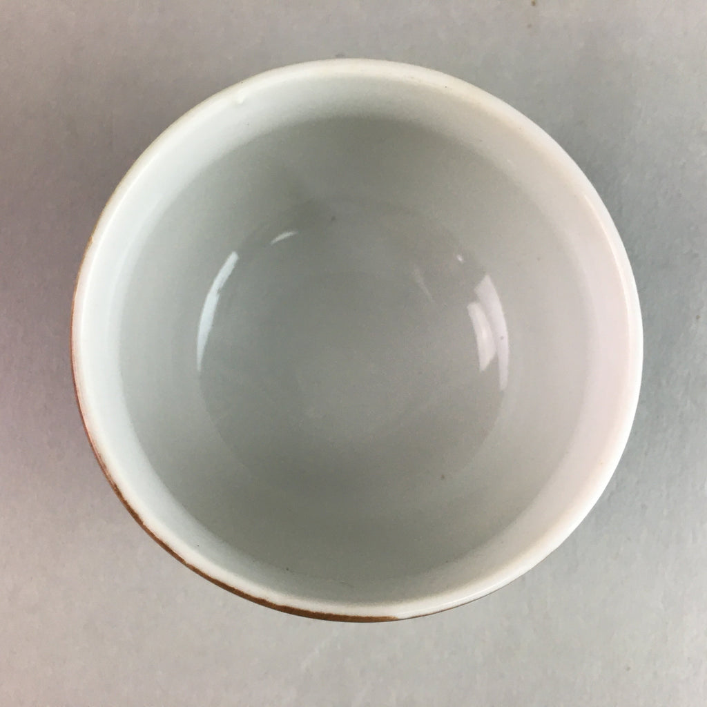 Japanese Porcelain Teacup Yunomi Vtg Sencha Brown Green Leaf Stripe TC143