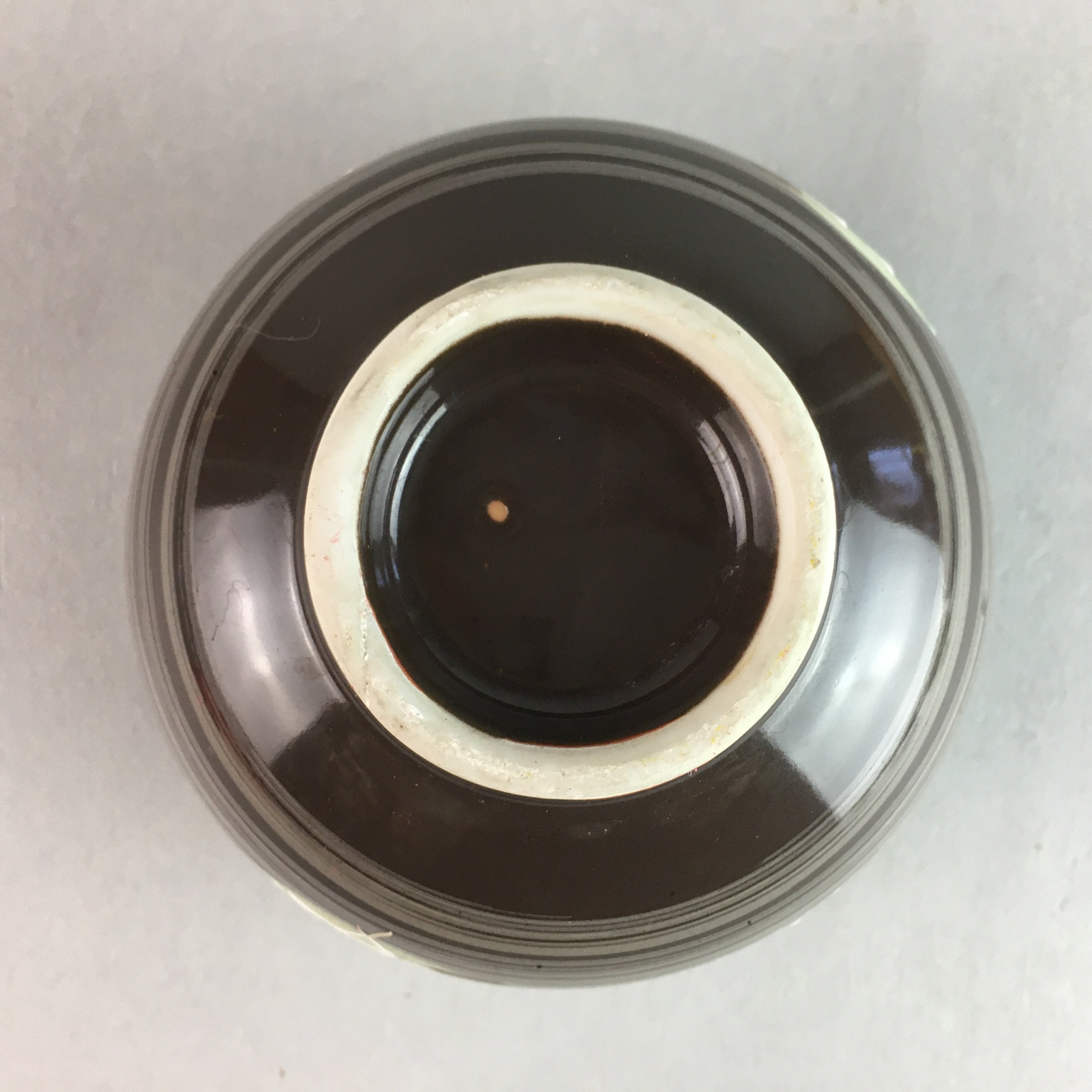 Japanese Porcelain Teacup Yunomi Vtg Sencha Brown Green Leaf Stripe TC143