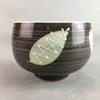 Japanese Porcelain Teacup Yunomi Vtg Sencha Brown Green Leaf Stripe TC144