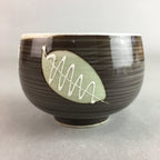 Japanese Porcelain Teacup Yunomi Vtg Sencha Brown Green Leaf Stripe TC144