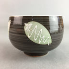 Japanese Porcelain Teacup Yunomi Vtg Sencha Brown Green Leaf Stripe TC144