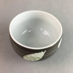 Japanese Porcelain Teacup Yunomi Vtg Sencha Brown Green Leaf Stripe TC144
