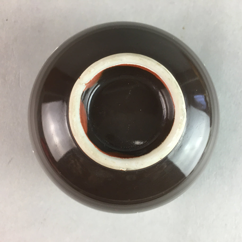 Japanese Porcelain Teacup Yunomi Vtg Sencha Brown Green Leaf Stripe TC144