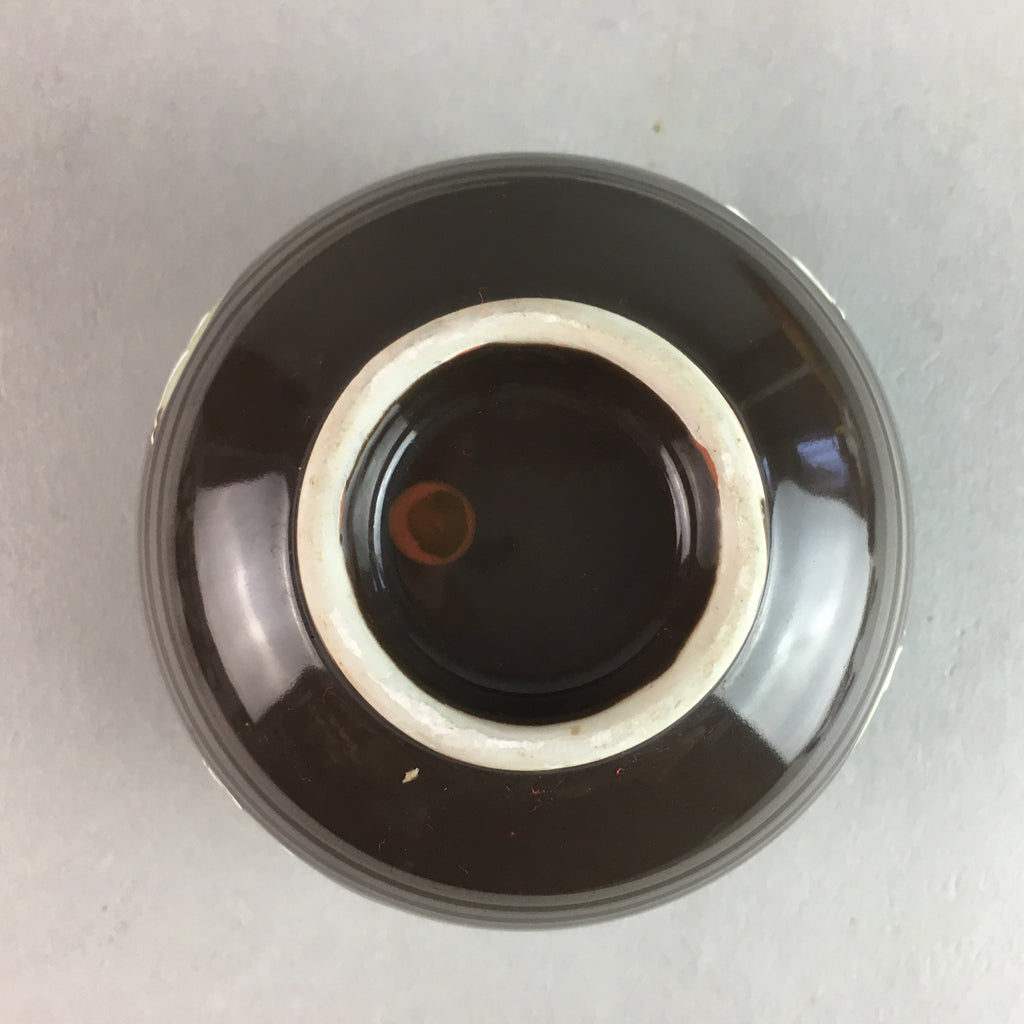 Japanese Porcelain Teacup Yunomi Vtg Sencha Brown Green Leaf Stripe TC145