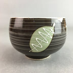 Japanese Porcelain Teacup Yunomi Vtg Sencha Brown Green Leaf Stripe TC145