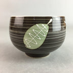 Japanese Porcelain Teacup Yunomi Vtg Sencha Brown Green Leaf Stripe TC145