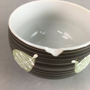Japanese Porcelain Teacup Yunomi Vtg Sencha Brown Green Leaf Stripe TC145