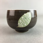 Japanese Porcelain Teacup Yunomi Vtg Sencha Brown Green Leaf Stripe TC146