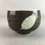 Japanese Porcelain Teacup Yunomi Vtg Sencha Brown Green Leaf Stripe TC146