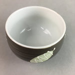 Japanese Porcelain Teacup Yunomi Vtg Sencha Brown Green Leaf Stripe TC146