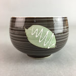 Japanese Porcelain Teacup Yunomi Vtg Sencha Brown Green Leaf Stripe TC147