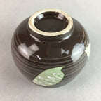 Japanese Porcelain Teacup Yunomi Vtg Sencha Brown Green Leaf Stripe TC147