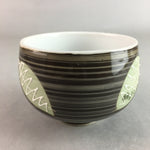 Japanese Porcelain Teacup Yunomi Vtg Sencha Brown Green Leaf Stripe TC148