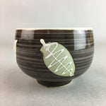 Japanese Porcelain Teacup Yunomi Vtg Sencha Brown Green Leaf Stripe TC149