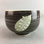 Japanese Porcelain Teacup Yunomi Vtg Sencha Brown Green Leaf Stripe TC149