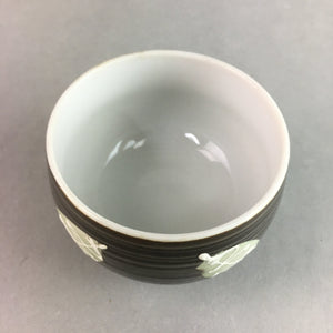 Japanese Porcelain Teacup Yunomi Vtg Sencha Brown Green Leaf Stripe TC149
