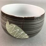 Japanese Porcelain Teacup Yunomi Vtg Sencha Brown Green Leaf Stripe TC150