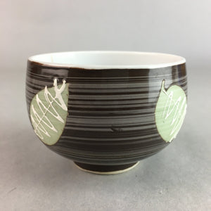 Japanese Porcelain Teacup Yunomi Vtg Sencha Brown Green Leaf Stripe TC150