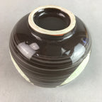 Japanese Porcelain Teacup Yunomi Vtg Sencha Brown Green Leaf Stripe TC151