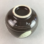 Japanese Porcelain Teacup Yunomi Vtg Sencha Brown Green Leaf Stripe TC151