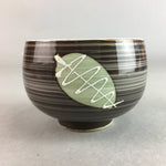 Japanese Porcelain Teacup Yunomi Vtg Sencha Brown Green Leaf Stripe TC153