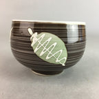 Japanese Porcelain Teacup Yunomi Vtg Sencha Brown Green Leaf Stripe TC154