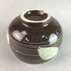 Japanese Porcelain Teacup Yunomi Vtg Sencha Brown Green Leaf Stripe TC154