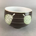 Japanese Porcelain Teacup Yunomi Vtg Sencha Brown Green Leaf Stripe TC154