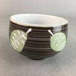 Japanese Porcelain Teacup Yunomi Vtg Sencha Brown Green Leaf Stripe TC154