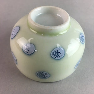 Japanese Porcelain Teacup Yunomi Vtg Sencha White Blue Dot Kanji TC124