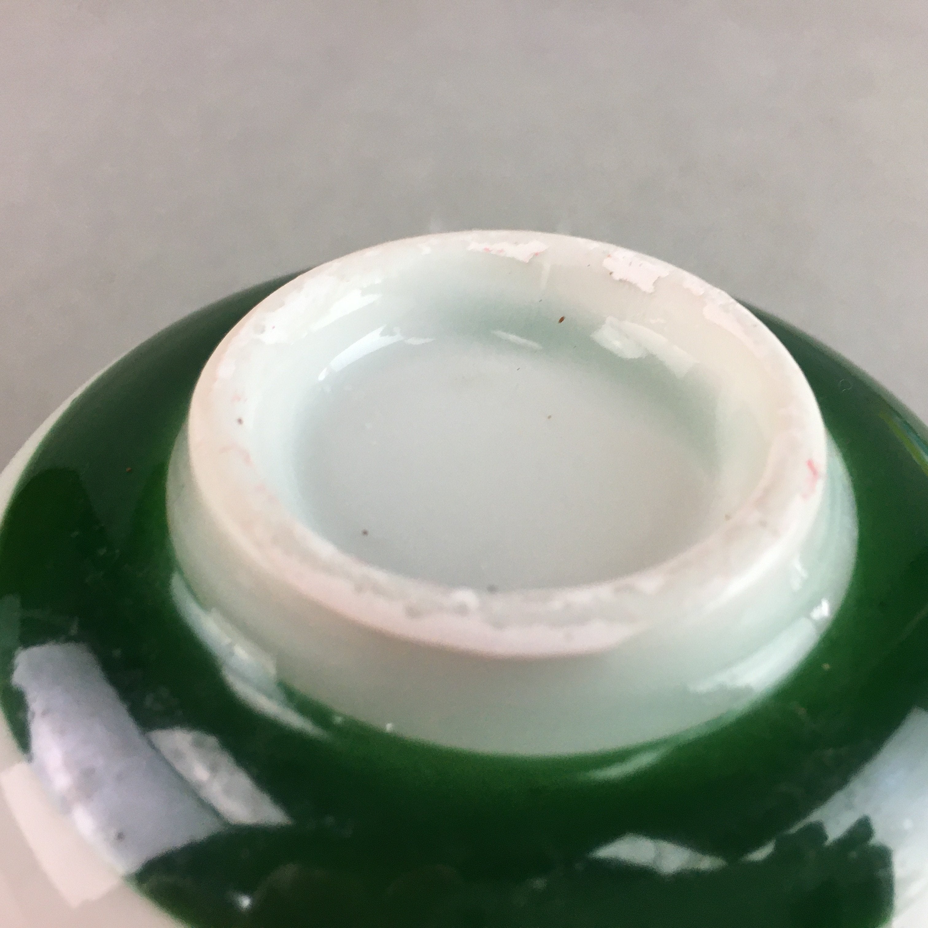 Japanese Porcelain Teacup Yunomi Vtg Sencha White Kanji Sentence Green TC127