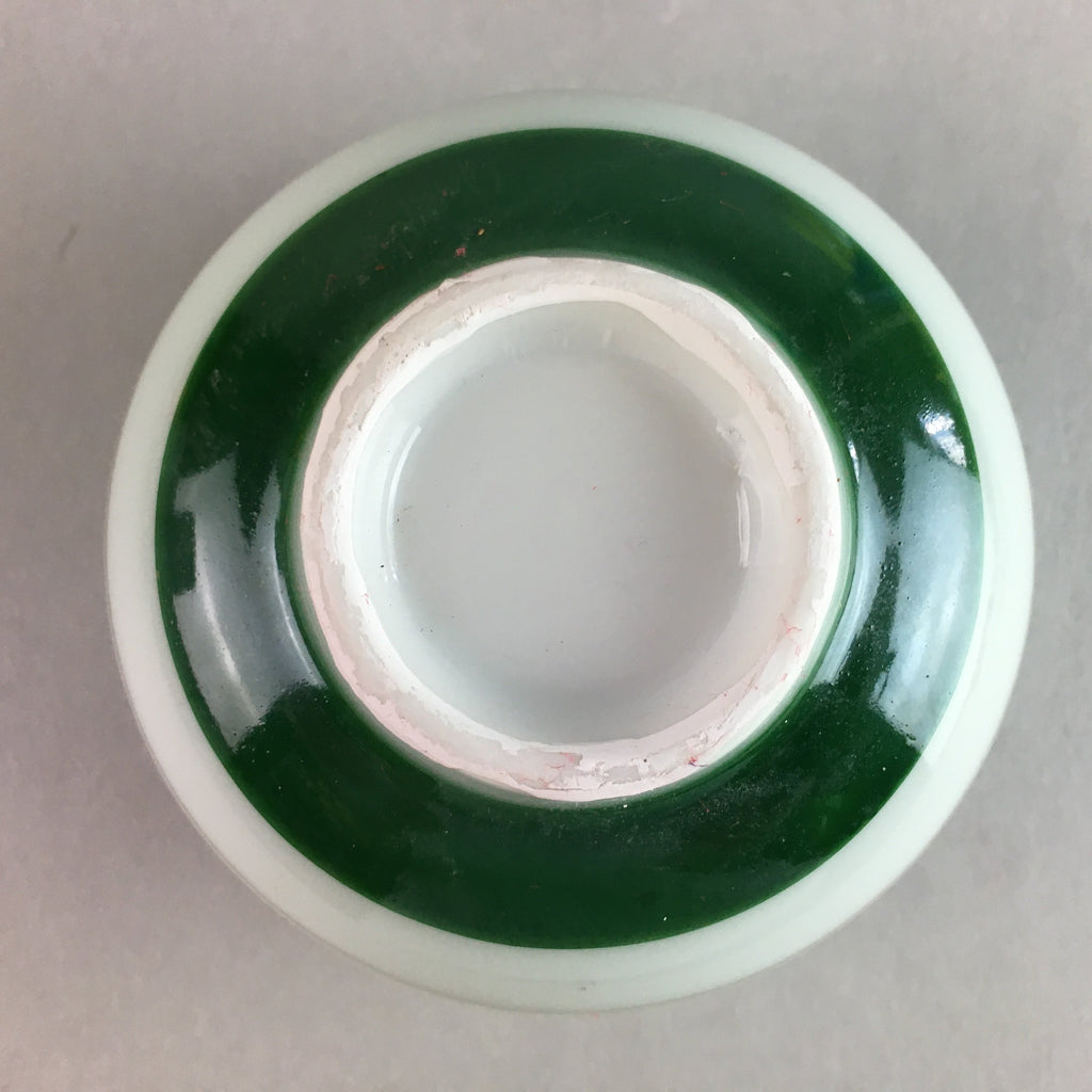 Japanese Porcelain Teacup Yunomi Vtg Sencha White Kanji Sentence Green TC128