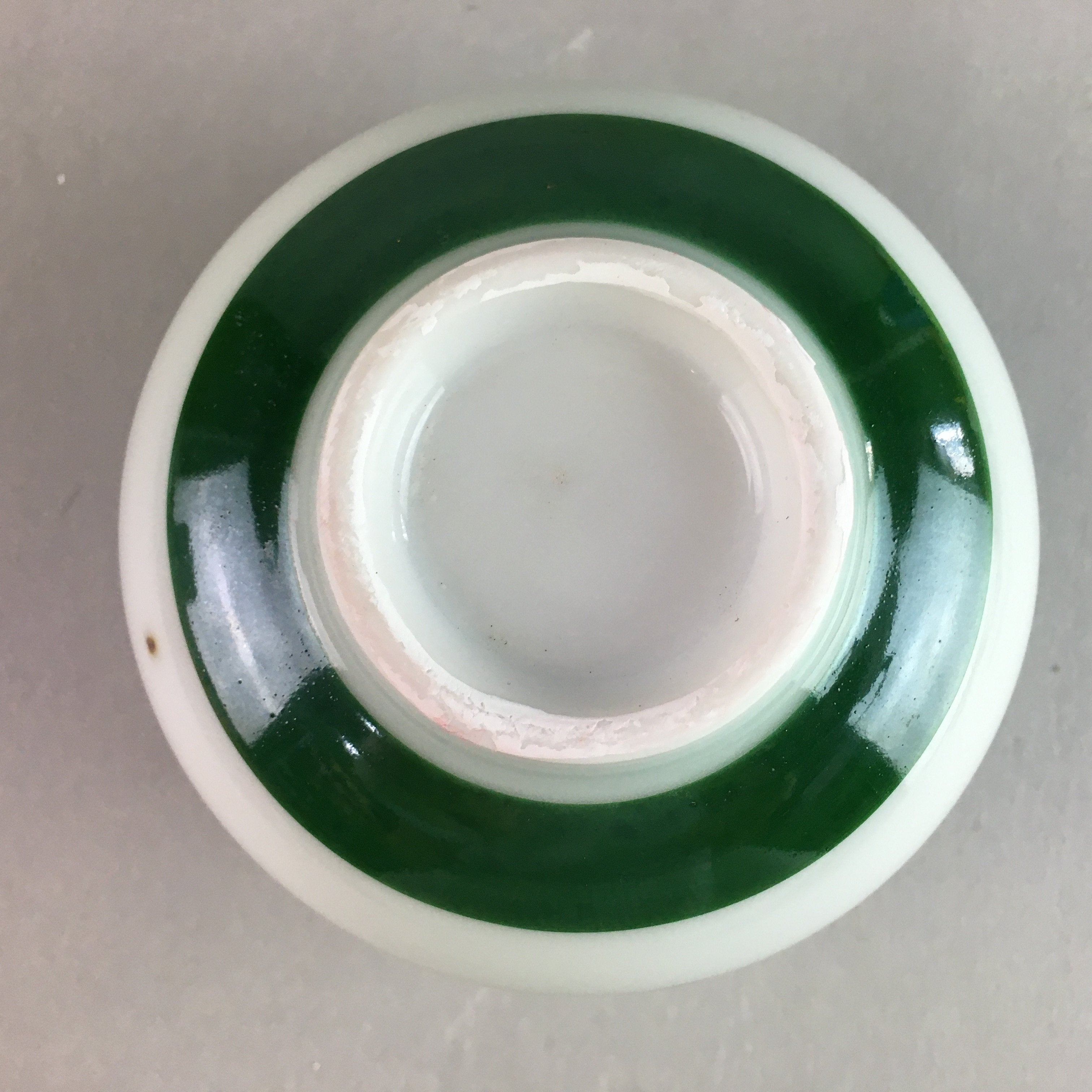Japanese Porcelain Teacup Yunomi Vtg Sencha White Kanji Sentence Green TC130