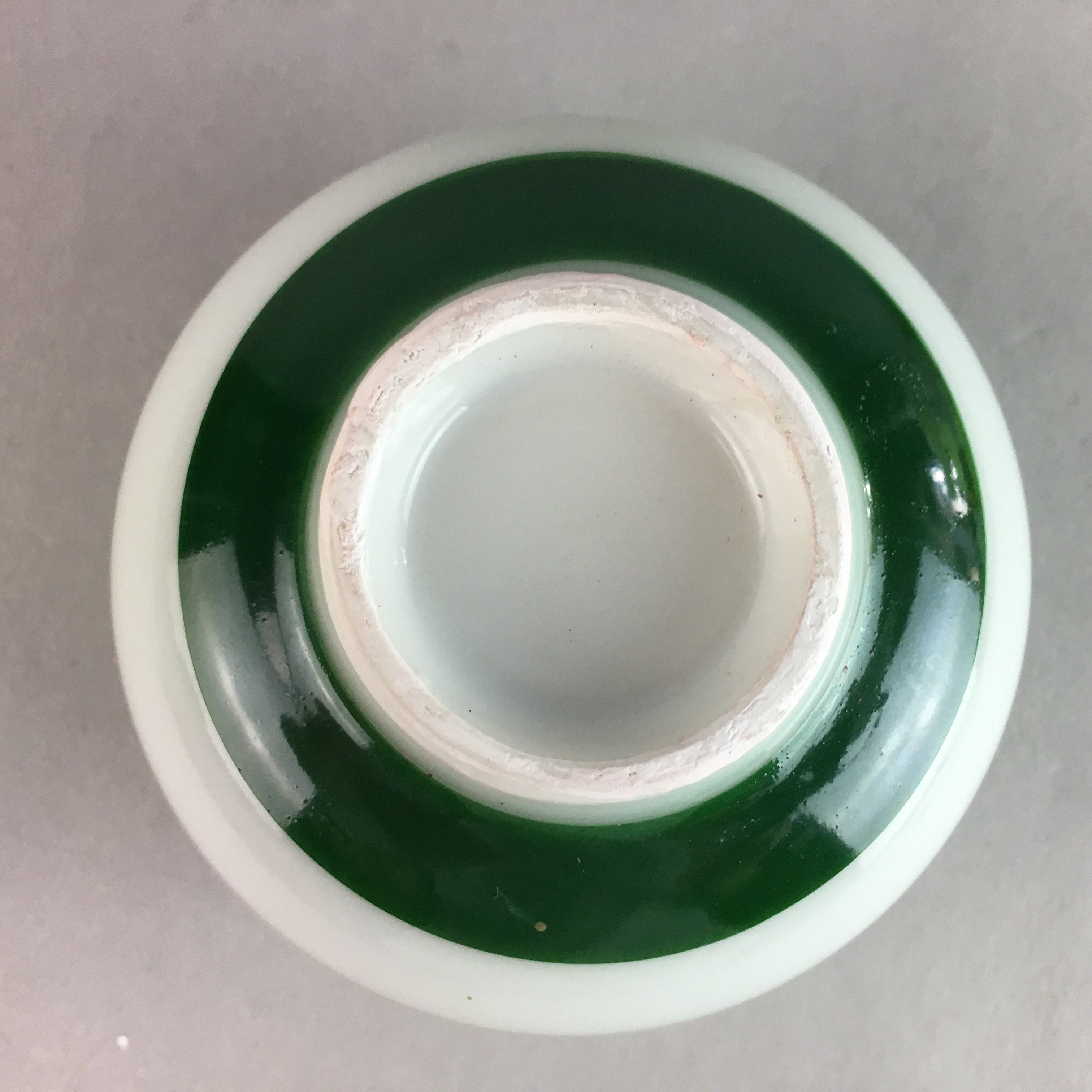 Japanese Porcelain Teacup Yunomi Vtg Sencha White Kanji Sentence Green TC132