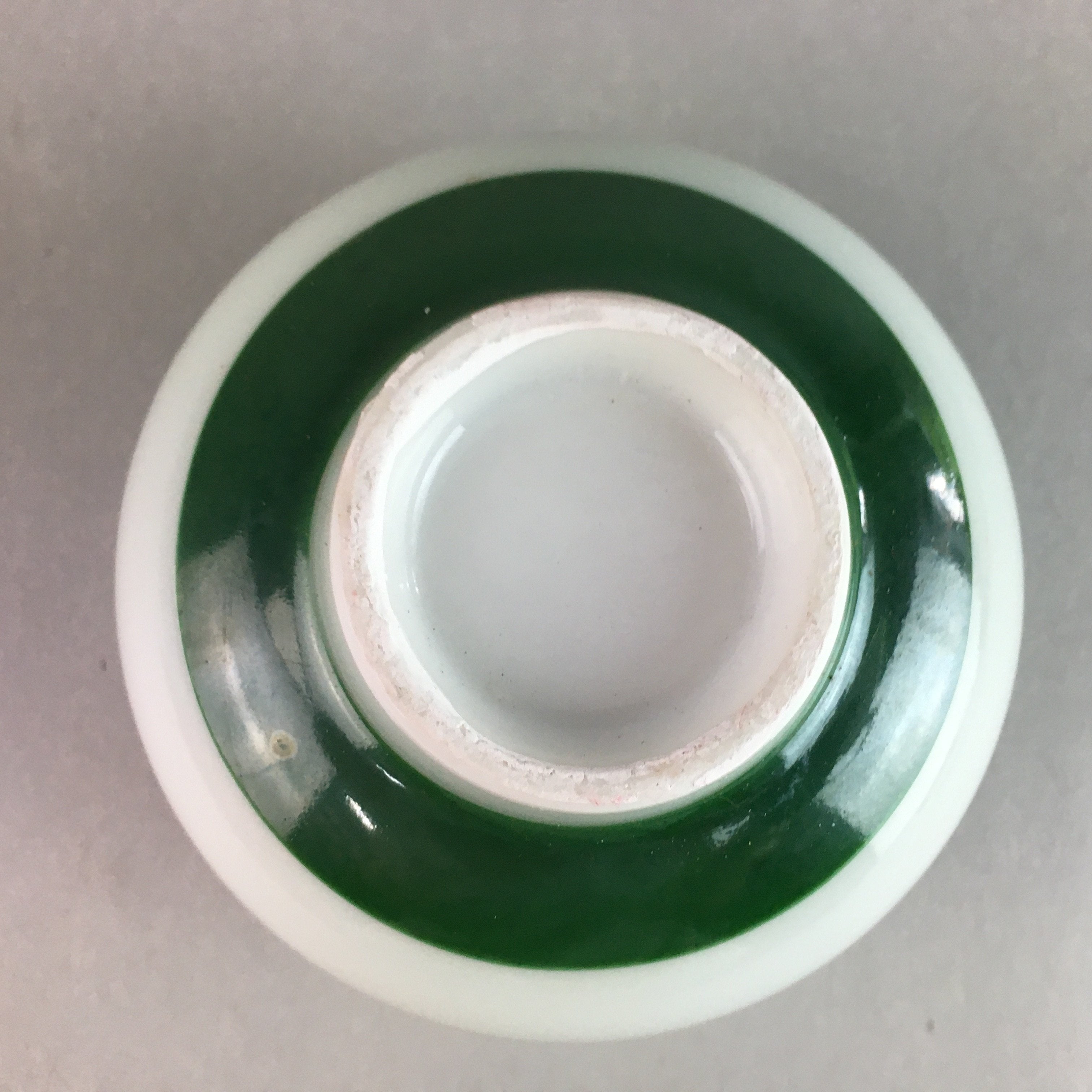 Japanese Porcelain Teacup Yunomi Vtg Sencha White Kanji Sentence Green TC133