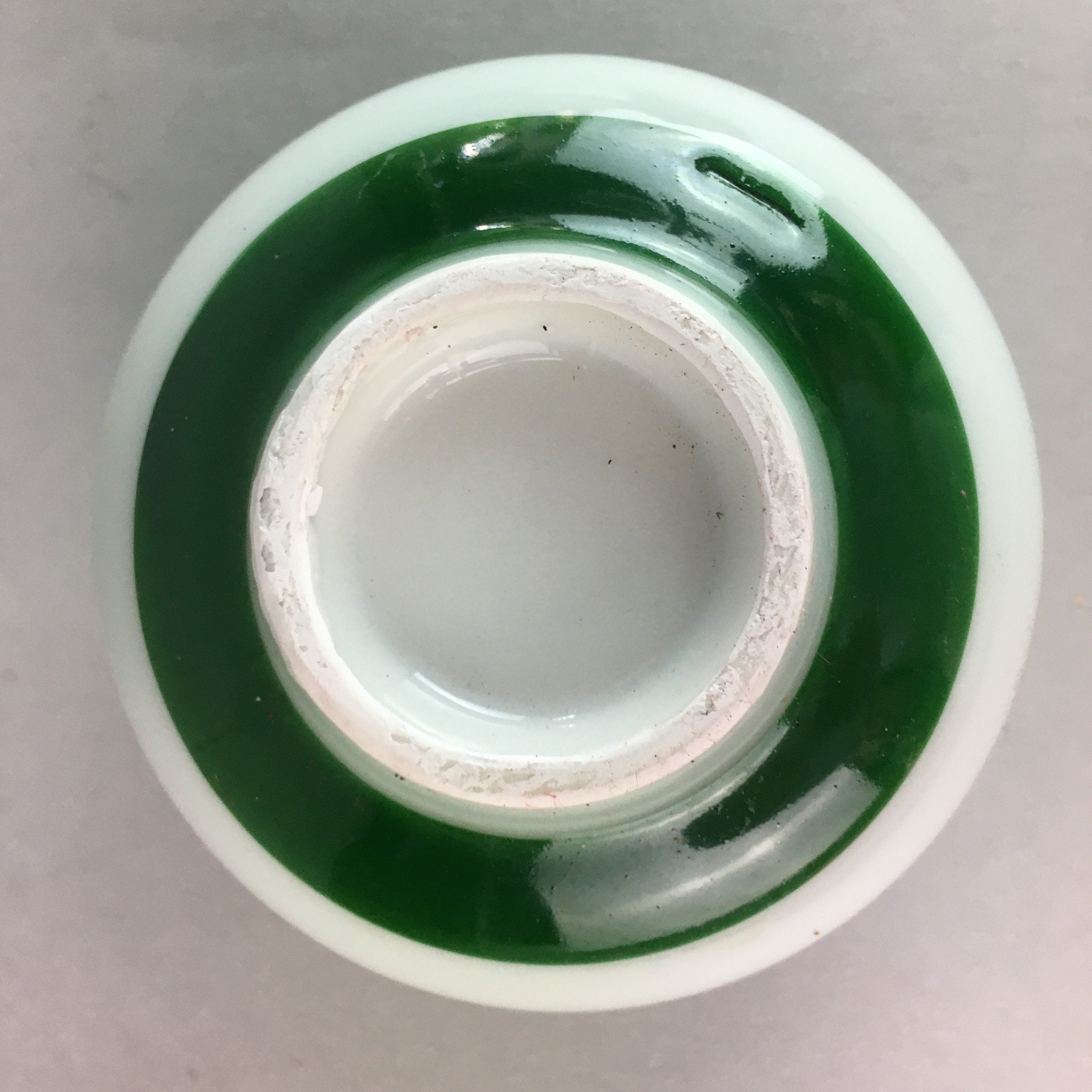 Japanese Porcelain Teacup Yunomi Vtg Sencha White Kanji Sentence Green TC134